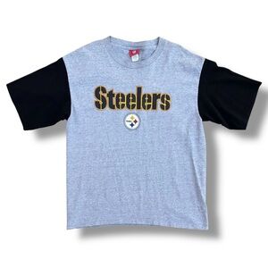 Vintage Y2K NFL Pittsburgh Steelers Two-Tone T Shirt Gray Size Large